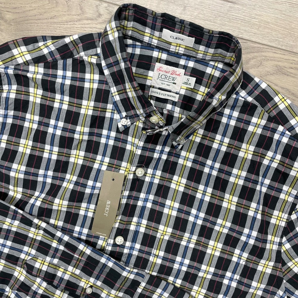 J.Crew Secret Wash Shirt Mens S Plaid Classic Fit BJ705 FA23 Long Sleeve